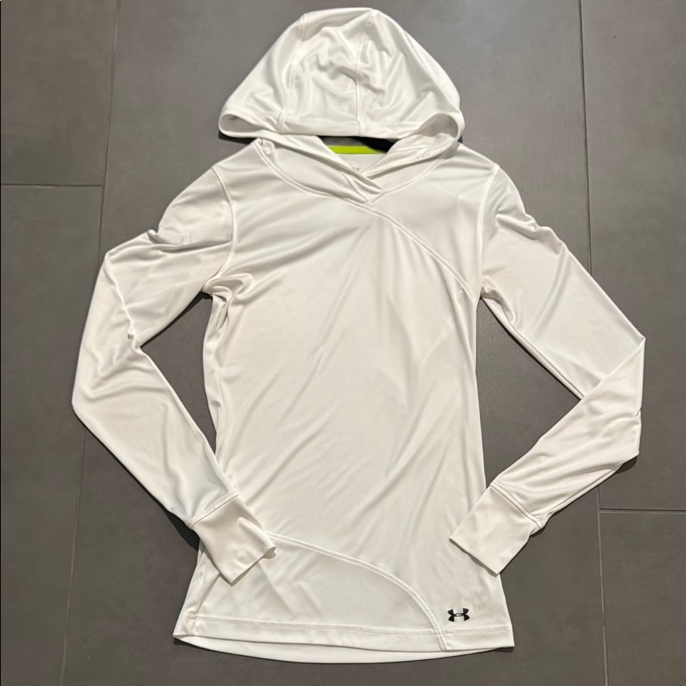Under Armour White Hoodie Thin - Lightweight - Moisture Wicking - Small